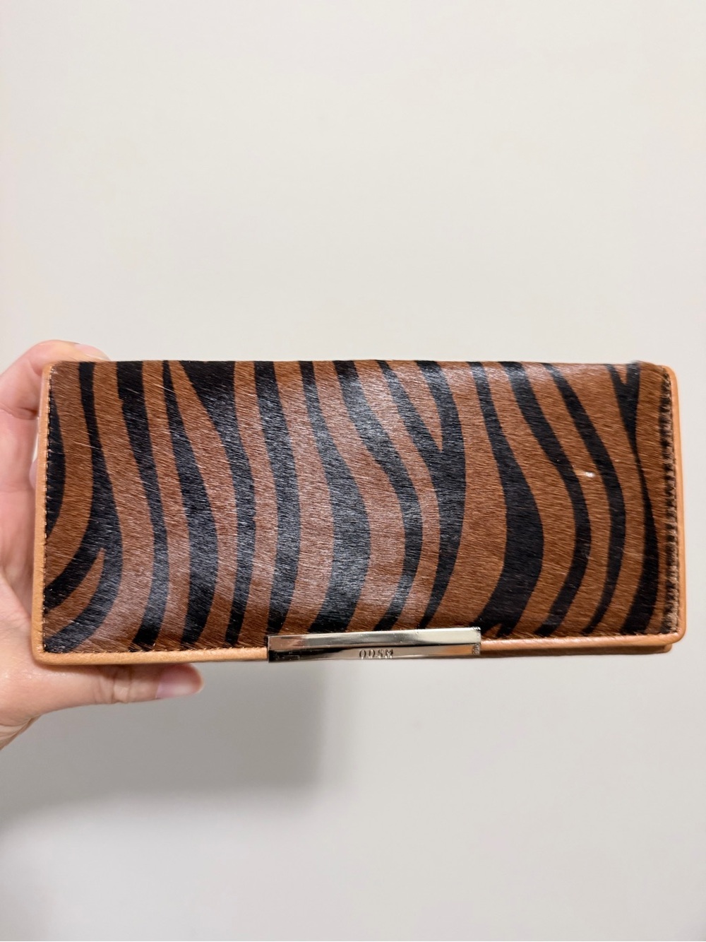 Women's Zebra Pattern Leather Wallet - Brown/Black